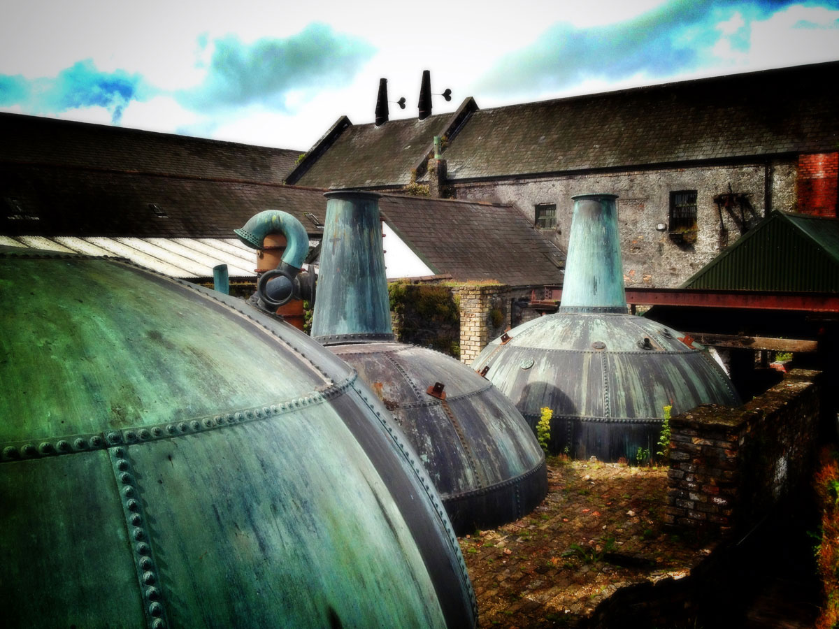 The copper stills at Kilbeggan Distillery