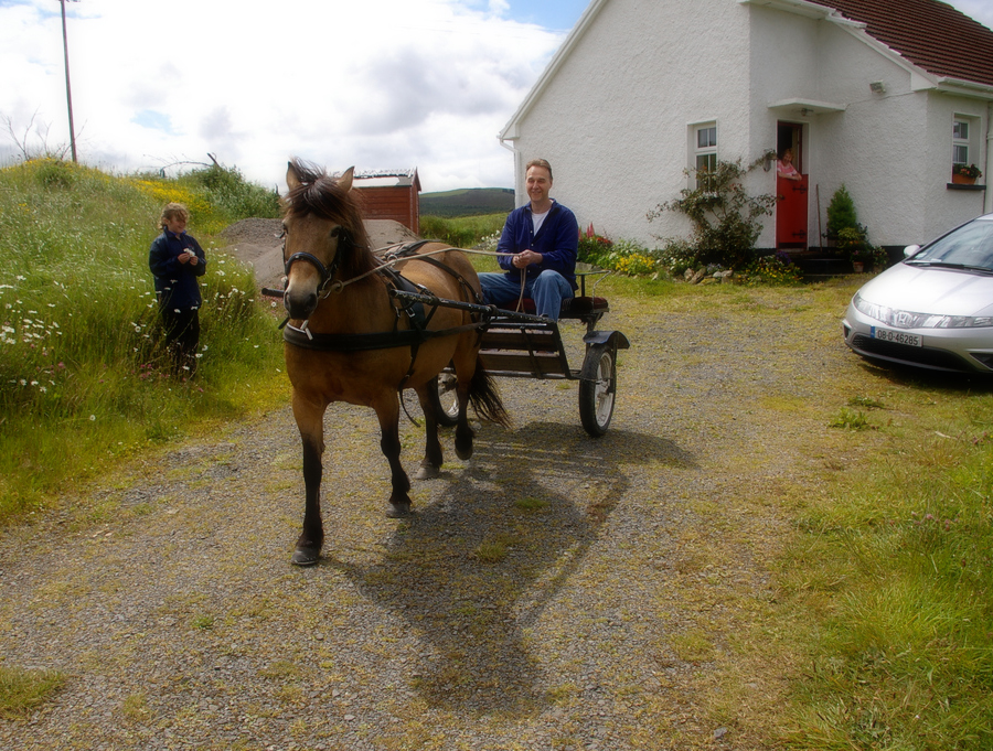 Liam on a horseride outside of the cottage