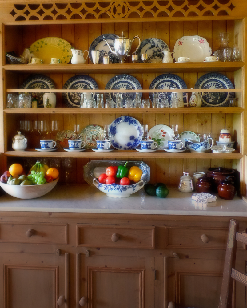The cabinet in the kitchen